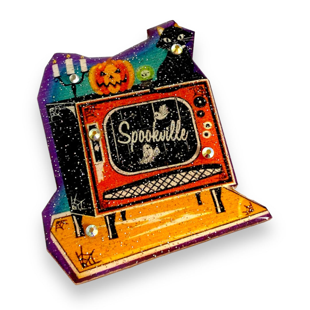 Spookville Retro TV Brooch by Rosie Rose Parker