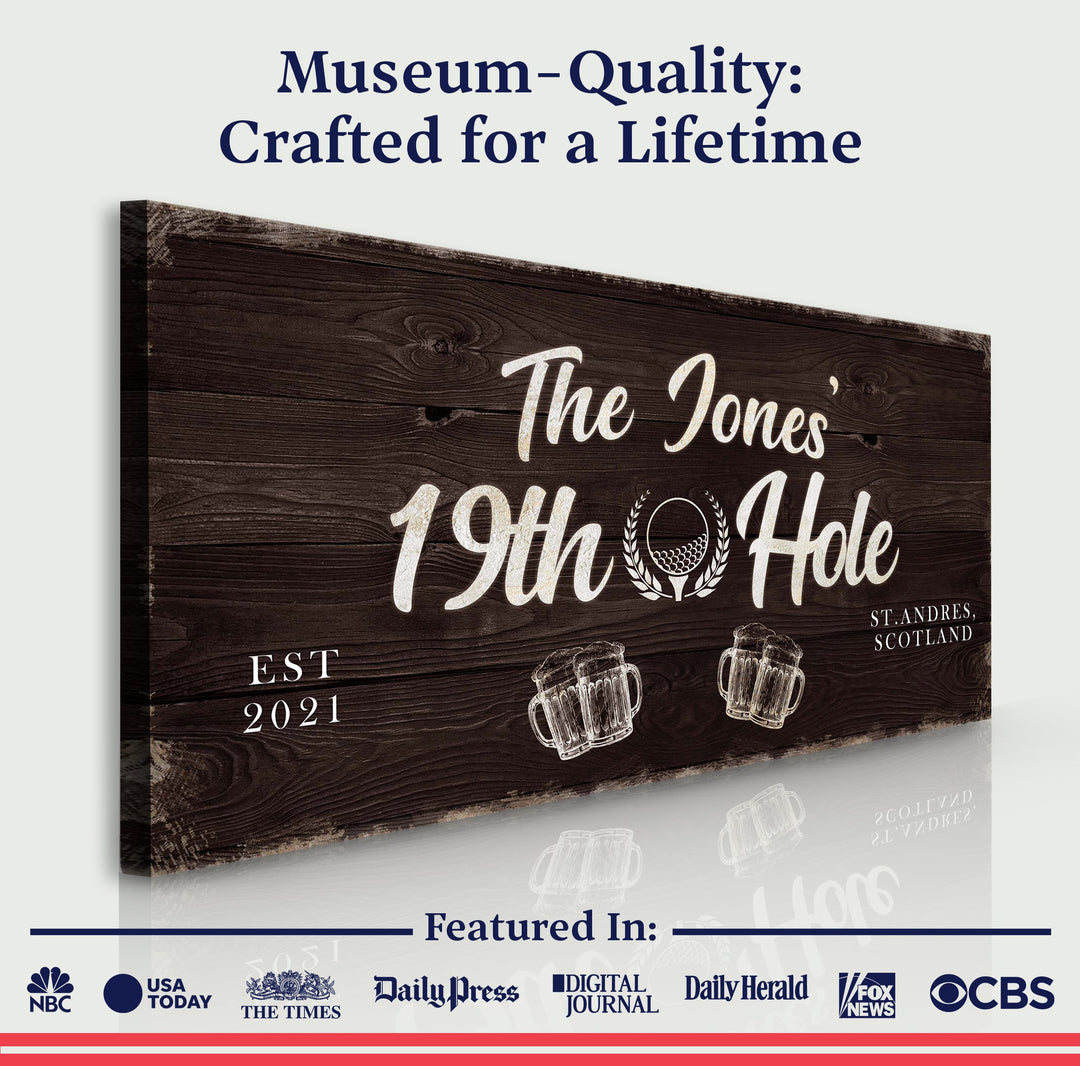 19th Hole Golf Personalized Sign II