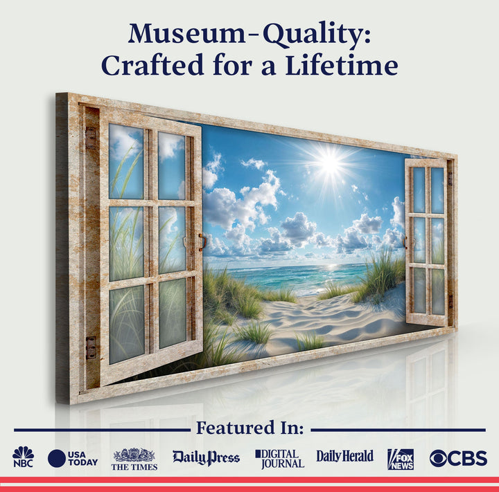 Morning Beach Window Scenery Wall Art