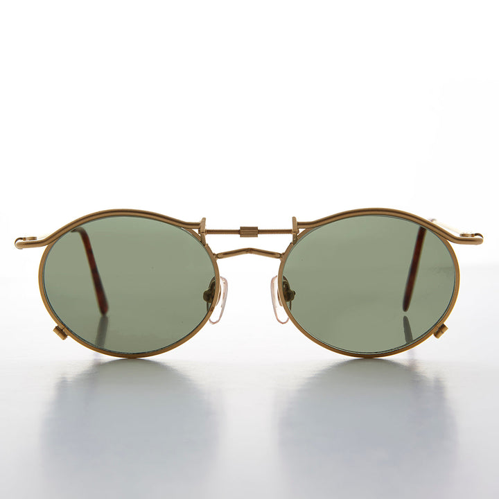 90s Oval Steampunk Sunglass Optical Quality - Lucian