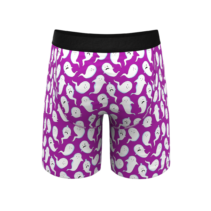 The Little Swimmers | Ghost Print Long Leg Ball Hammock® Pouch Underwear With Fly