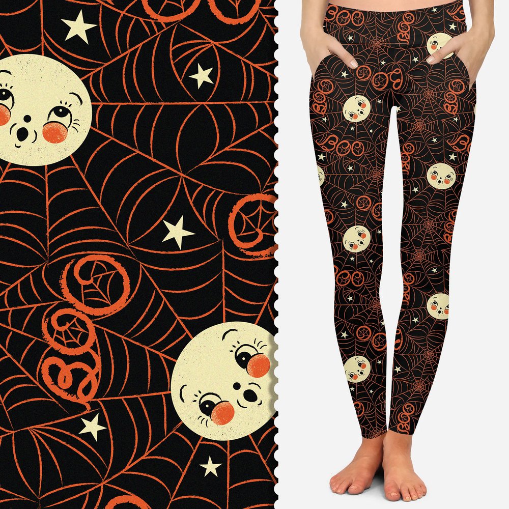 Luna Boo Orange Webs & Stars - Johanna Parker (Exclusive) - Pocket Leggings