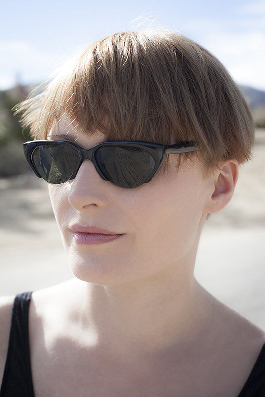 Punk Goth Semi-Rimless Half Frame Polygon Vintage Sunglass - Hazel