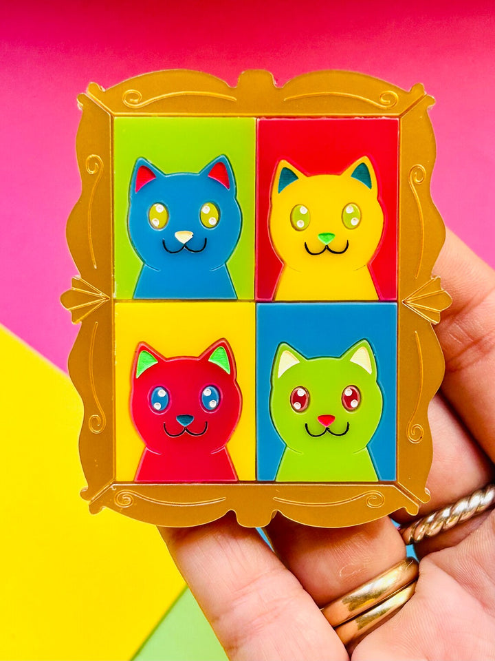 Modern Art / Pop Art Style Cat Acrylic Brooch by Makokot Design
