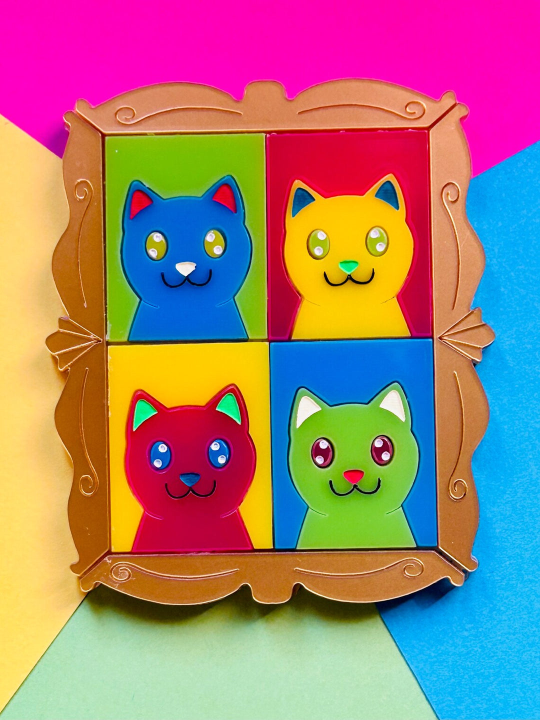 Modern Art / Pop Art Style Cat Acrylic Brooch by Makokot Design