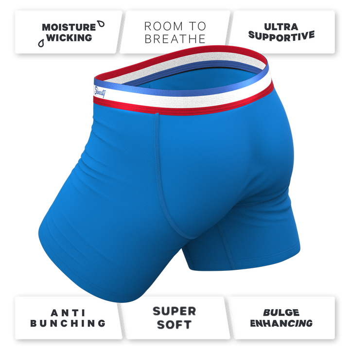The Morning Glory | Blue with USA Waistband Ball Hammock® Pouch Underwear With Fly