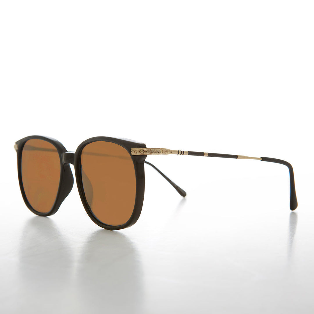 Preppy Square Sunglass with Intricate Temple - Noho