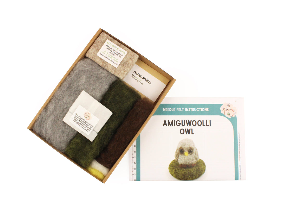 Felting Kit -  Owl Amiguwoolli Mini Kit Needle Felting Kit