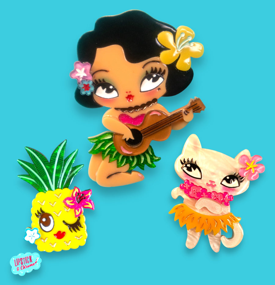 miss fluff tiki brooch bundle