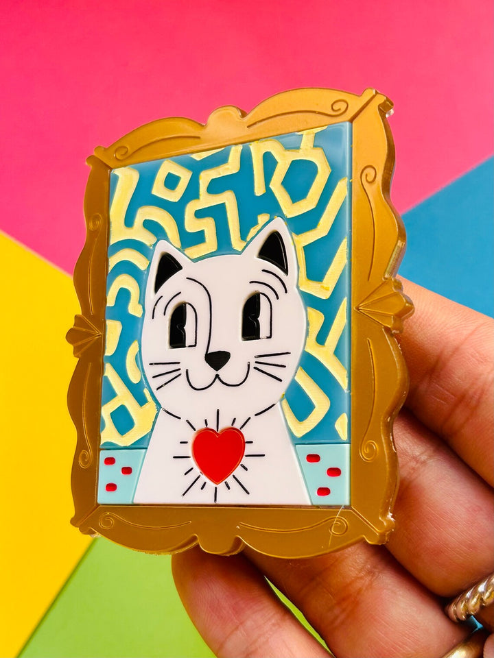 Pop Art / Contemporary Art Style Cat Acrylic Brooch by Makokot Design