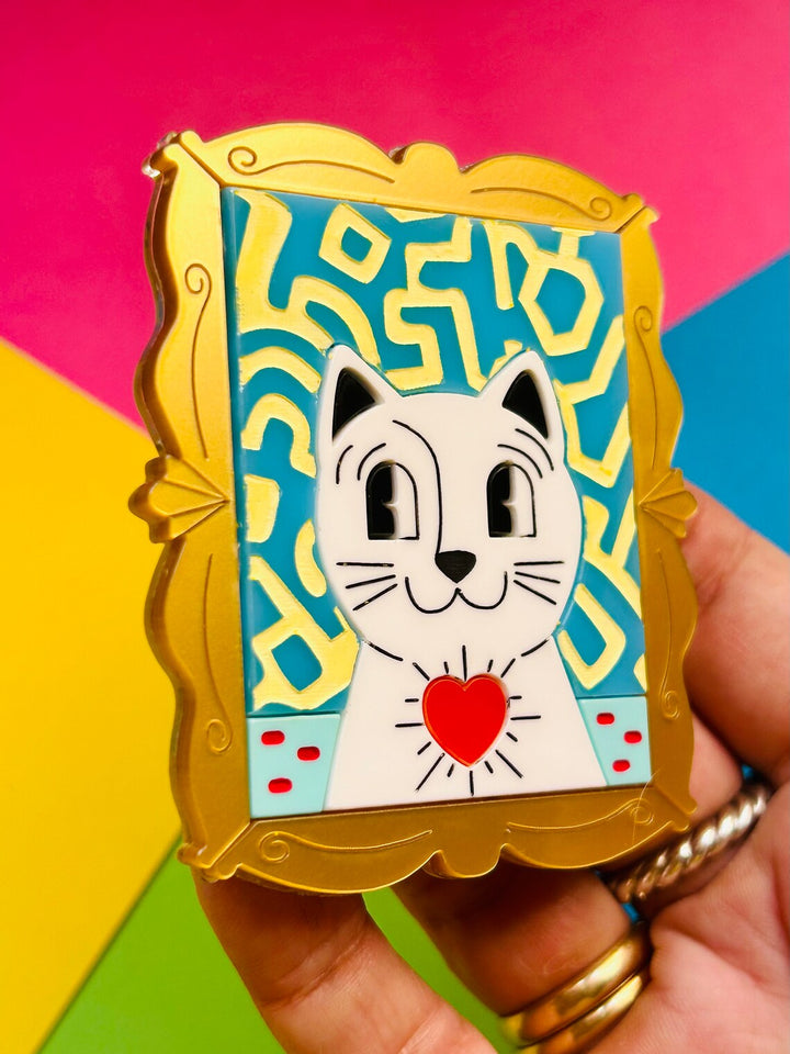 Pop Art / Contemporary Art Style Cat Acrylic Brooch by Makokot Design