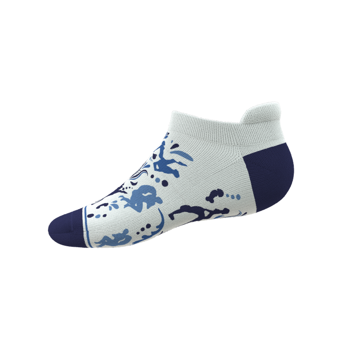 The Risqué Rorschach | Naughty Blue Willow Heel Hammock™ Ankle Socks