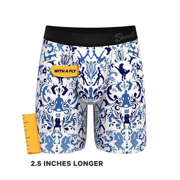 The Risqué Rorschach  | Blue Willow Long Leg Ball Hammock® Pouch Underwear With Fly