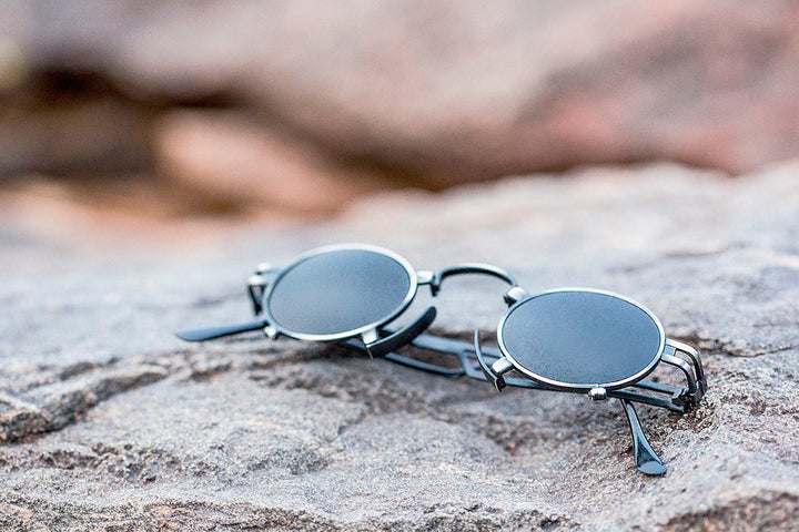 Rare Vintage Steampunk Sunglass with Metal Nose Piece - Jules