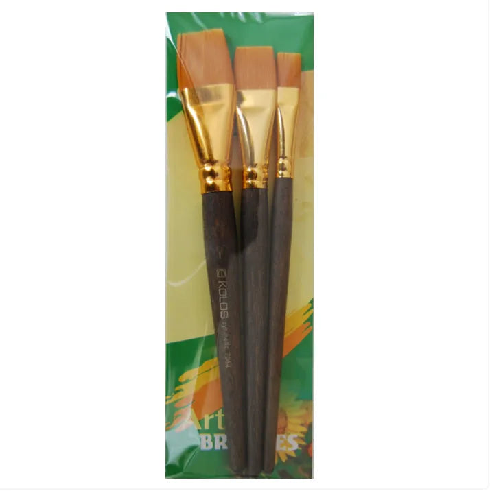 Kolos Set of paint brushes 7064. Synthetic Flat. 3pc.