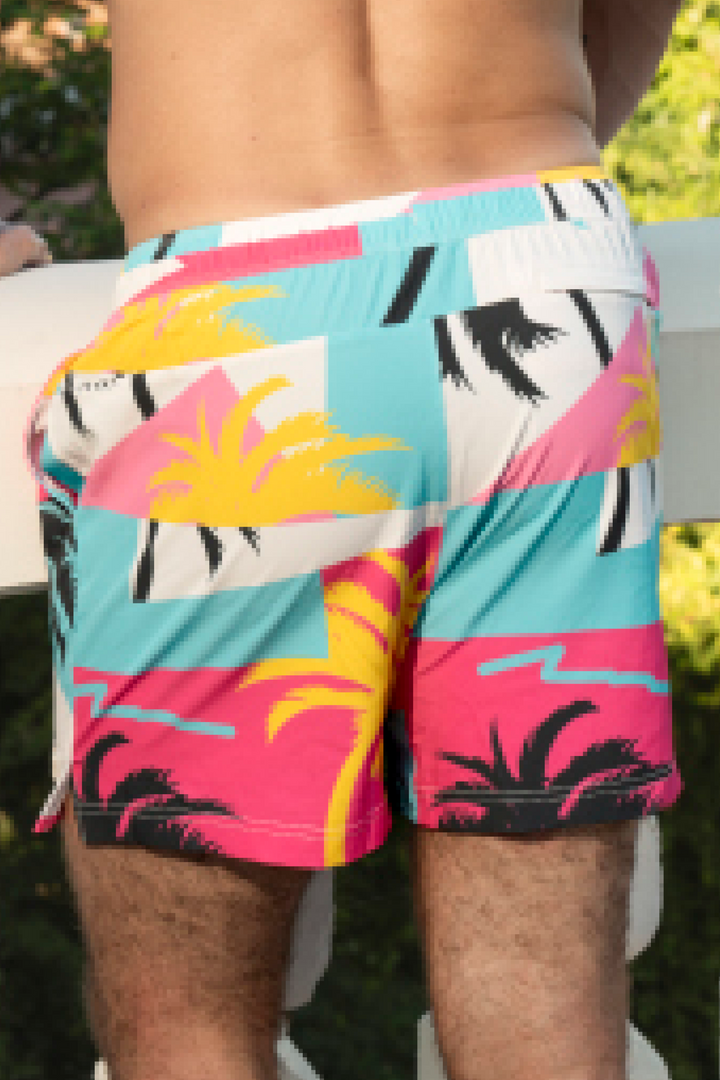 The SoCal Summer | Black and Pink Tropical Ball Hammock® Pouch 5" Swim Trunks