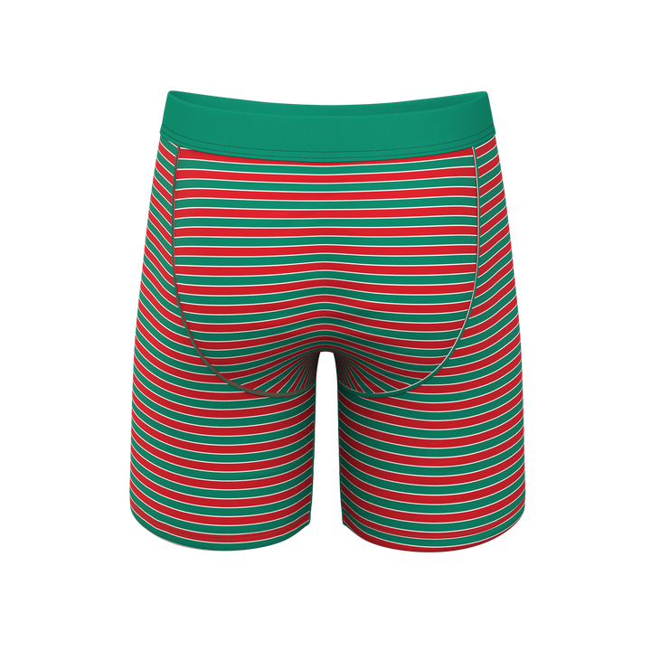 The Stripe Club | Christmas Striped Long Leg Ball Hammock® Pouch Boxers With Fly