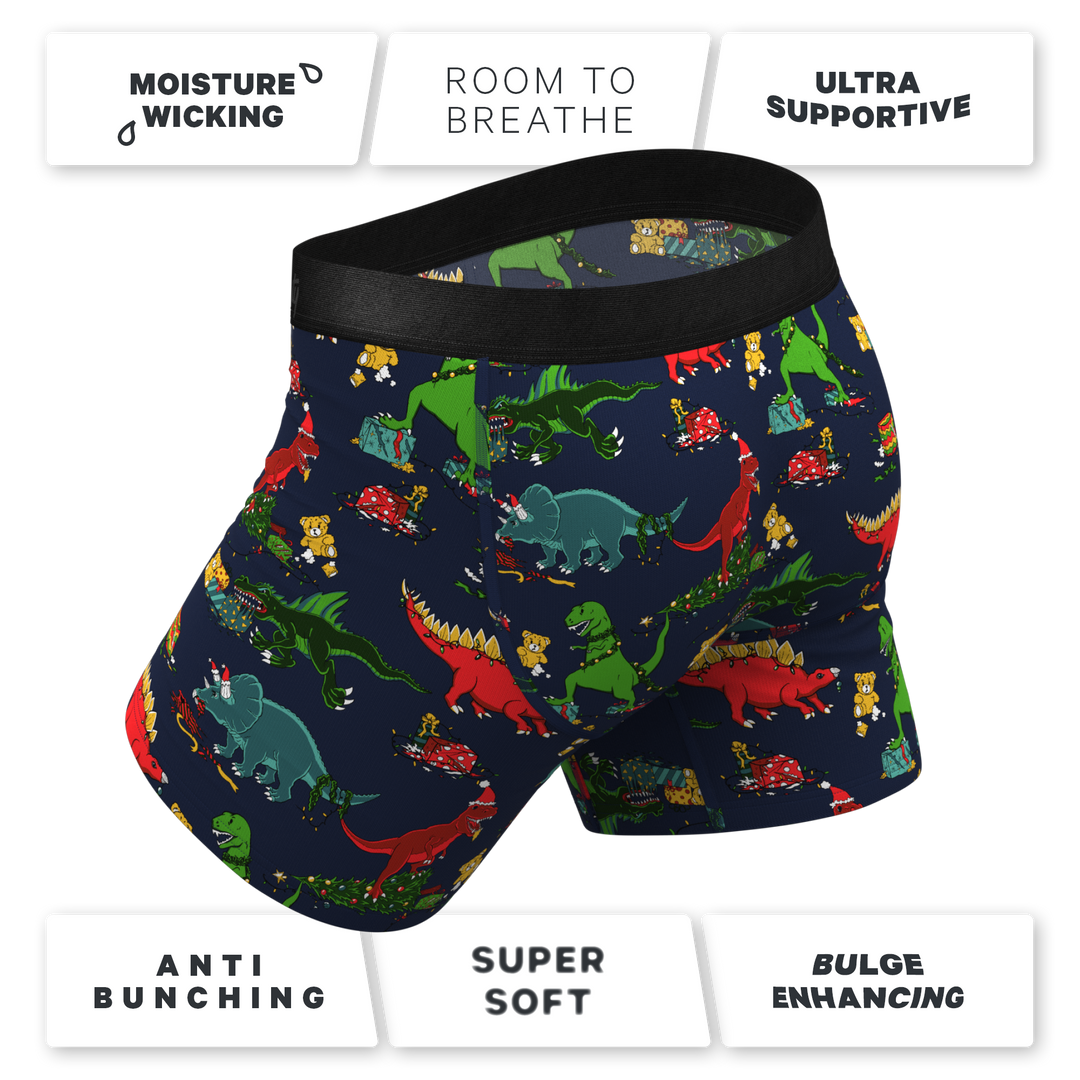 The T-Rexmas | Christmas Dinosaur Ball Hammock® Pouch Underwear With Fly