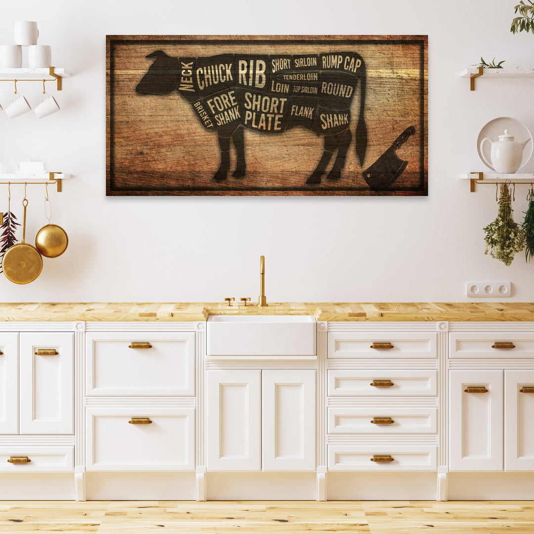 Cow Butcher Kitchen Sign II