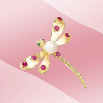Golden Enchanted Dragonfly Brooch