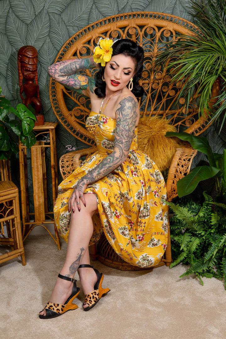 the Boom Boom Wedge - in Black Leather and Leopard