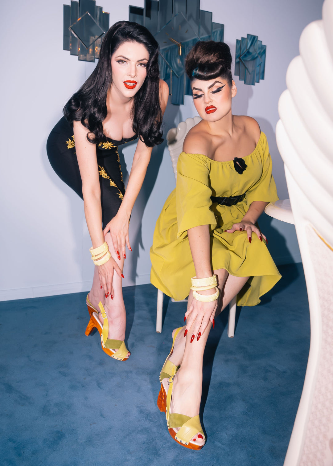 the Venus Wedge in Chartreuse Velvet