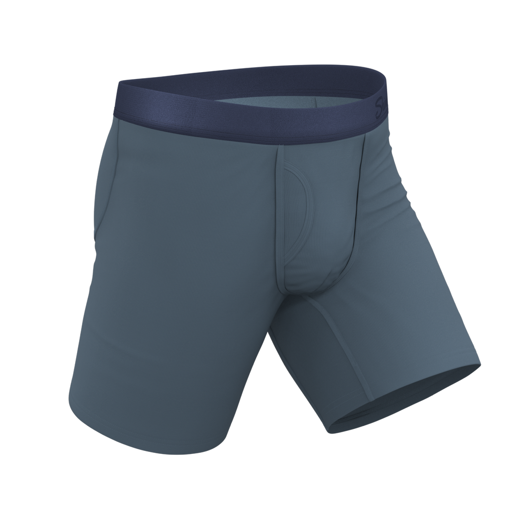 The Wake In The Lake | Tonal Teal Long Leg Ball Hammock® Pouch Underwear With Fly