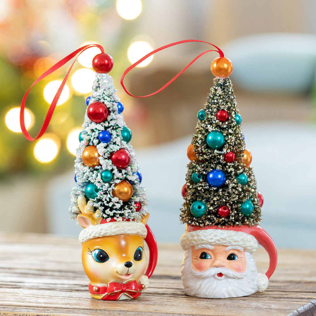 Retro Santa Mug with Sisal Tree Ornament