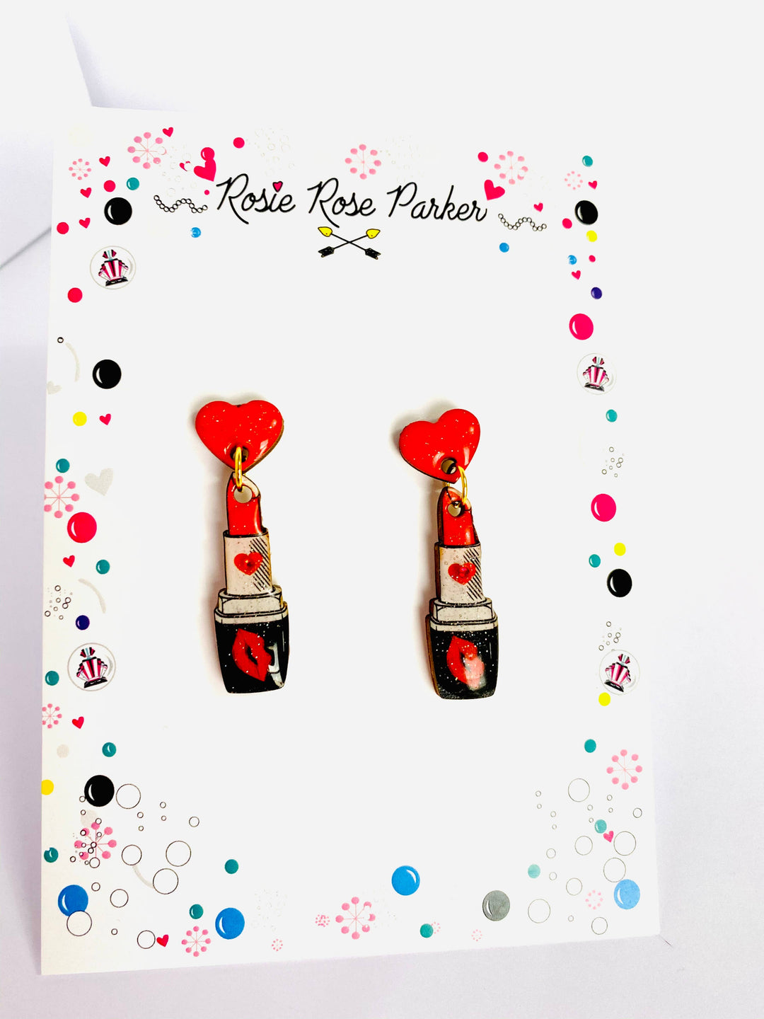 Pucker Up Lipstick Earrings by Rosie Rose Parker