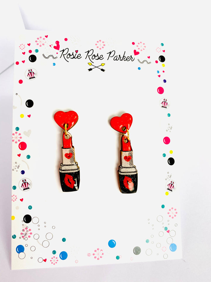 Pucker Up Lipstick Earrings by Rosie Rose Parker