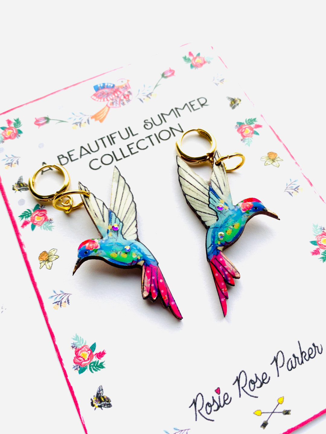 Hummingbird Huggie Hoop Earrings by Rosie Rose Parker