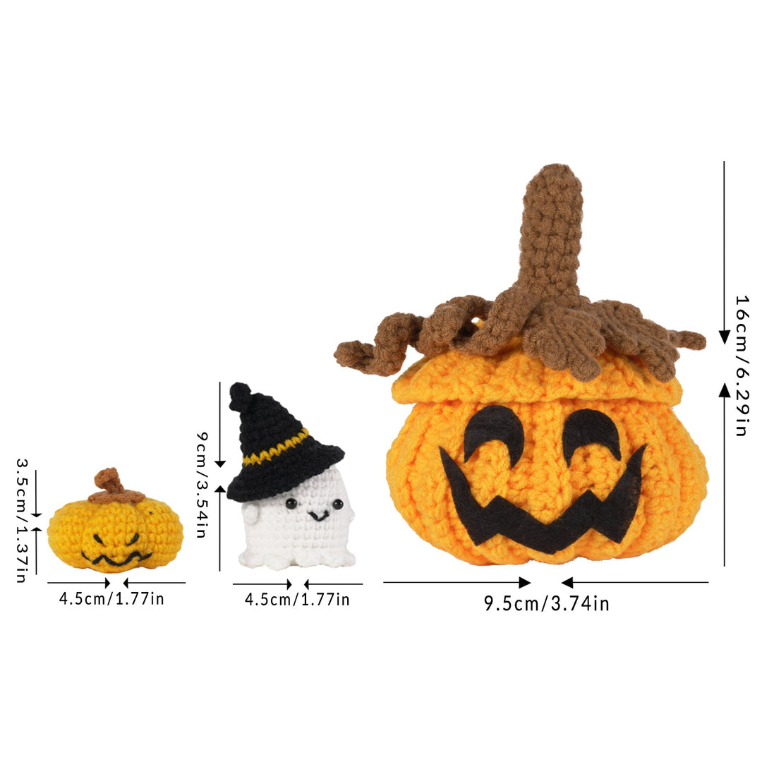 Pumpkin with Little Ghost. Halloween Amigurumi DIY Crochet Kit Wizardi F07N8-M102