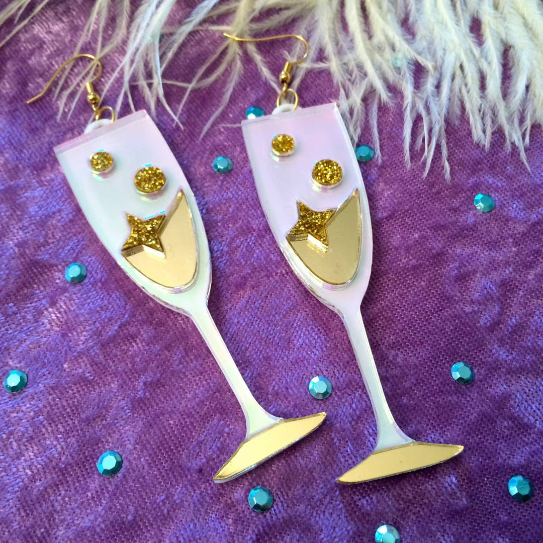 Champagne Flute Statement Earrings