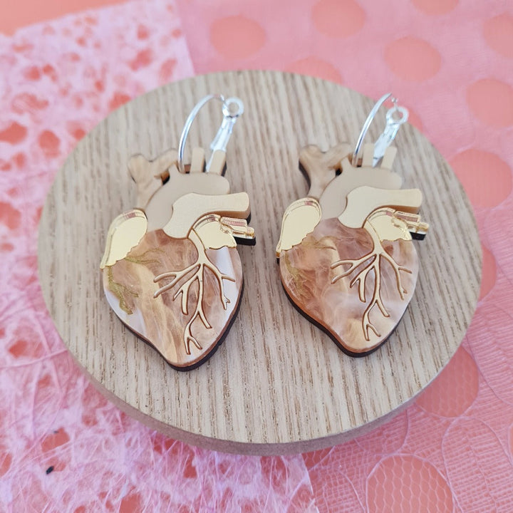 Anatomical Heart Statement Hoop Earrings by Cherryloco Jewellery 1