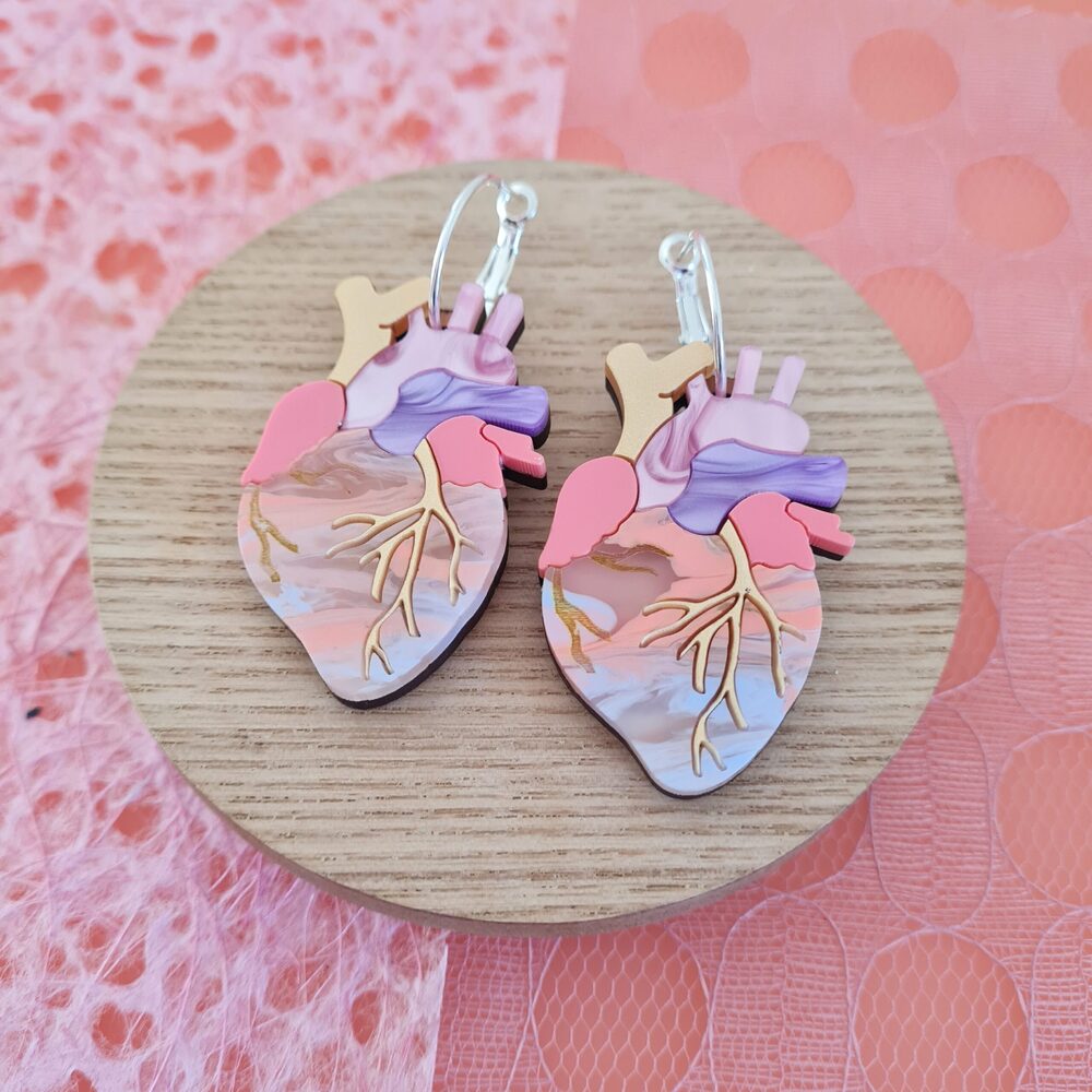 Anatomical Heart Statement Hoop Earrings by Cherryloco Jewellery 2