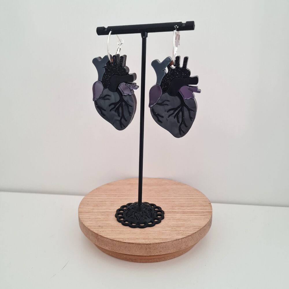 Anatomical Heart Statement Hoop Earrings by Cherryloco Jewellery 3