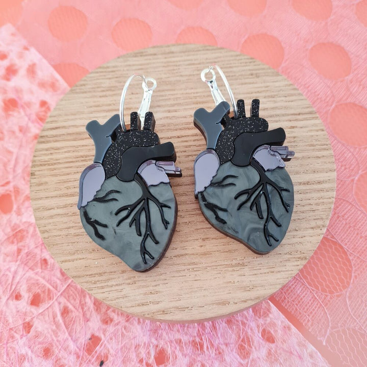 Anatomical Heart Statement Hoop Earrings by Cherryloco Jewellery 4