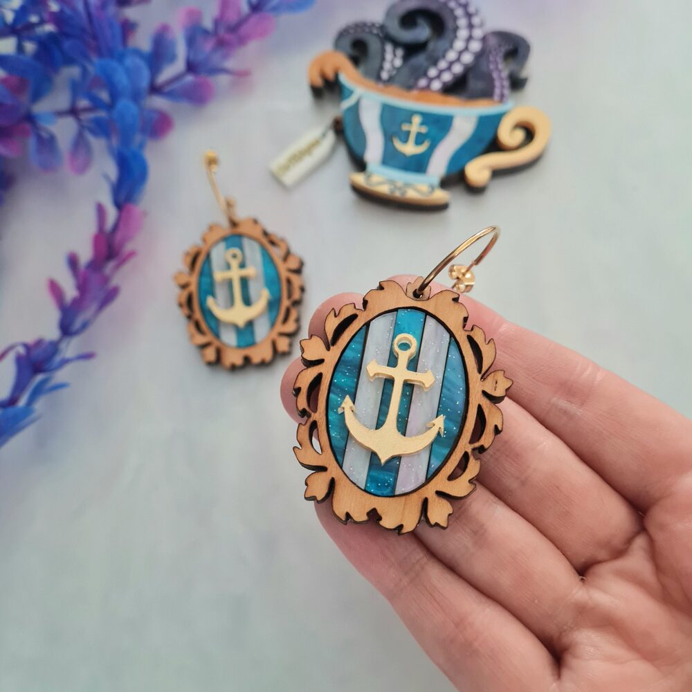 Anchor Cameo Earrings by Cherryloco Jewellery 1