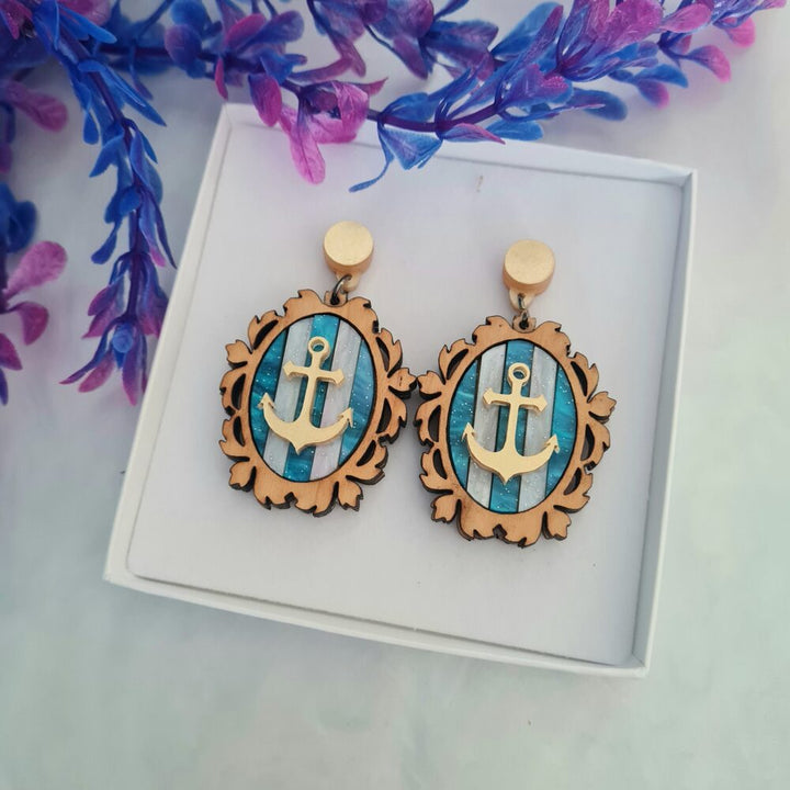 Anchor Cameo Earrings by Cherryloco Jewellery 3