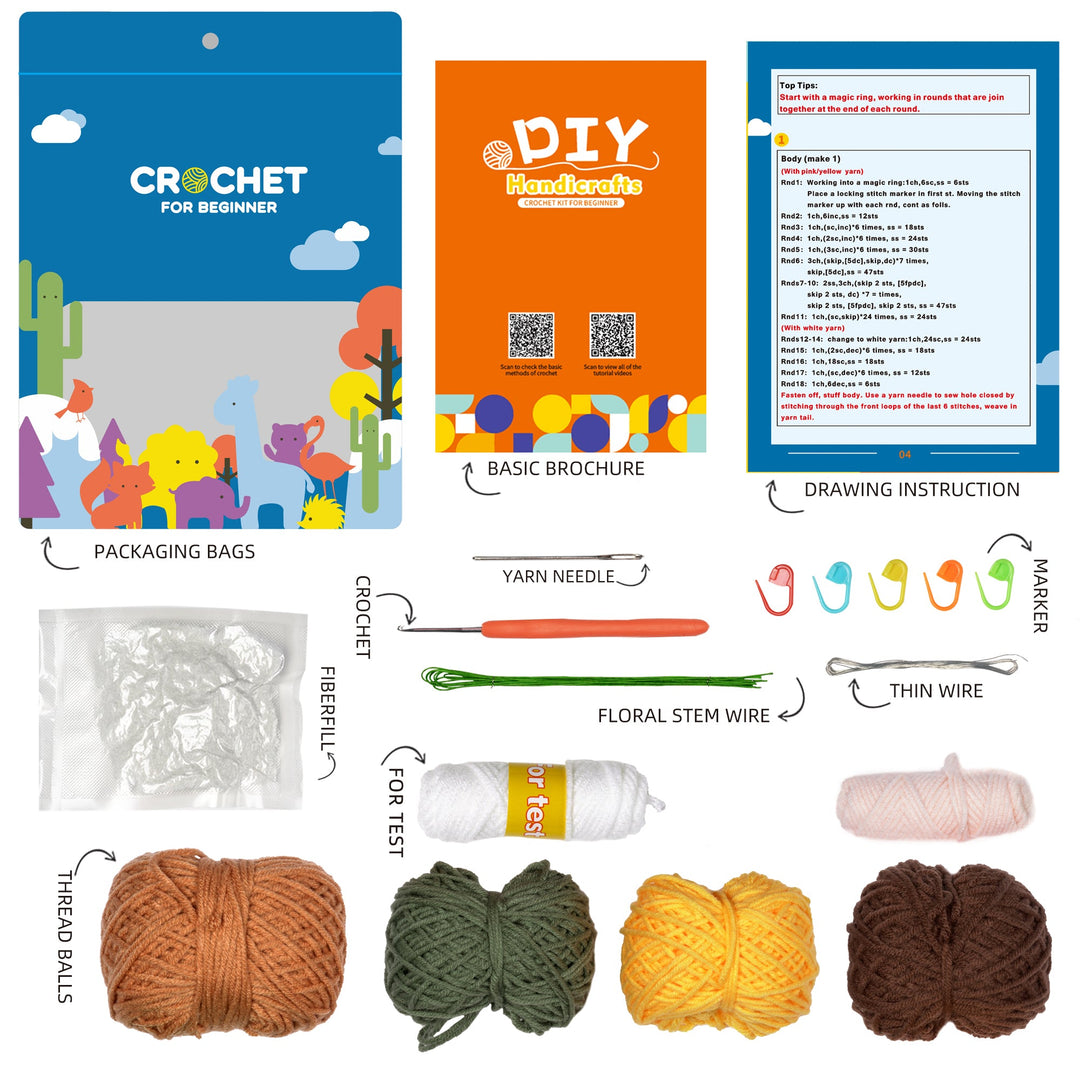 Sunflowers. Potted Flower Amigurumi DIY Crochet Kit Wizardi F07N8-M28