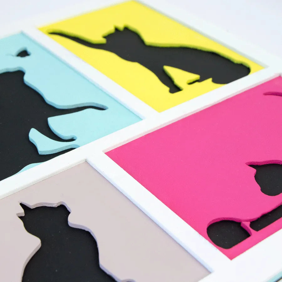 Rosa Talent 4 Cats - 3D Painting on Fiberboard Set. Create Your DIY Decoration. Primed. 3 Layers. 11.81*11.81 inches.