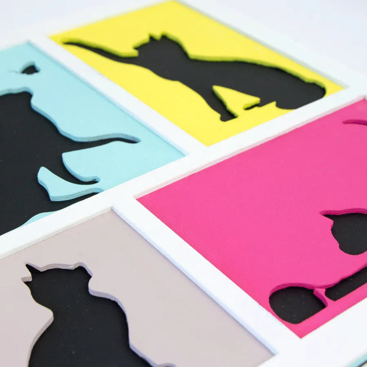 Rosa Talent 4 Cats - 3D Painting on Fiberboard Set. Create Your DIY Decoration. Primed. 3 Layers. 11.81*11.81 inches.