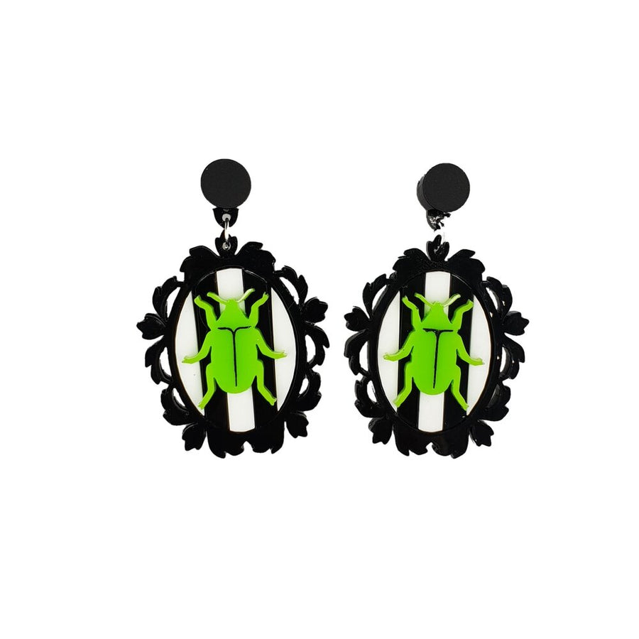 Beetle Cameo Earrings by Cherryloco Jewellery