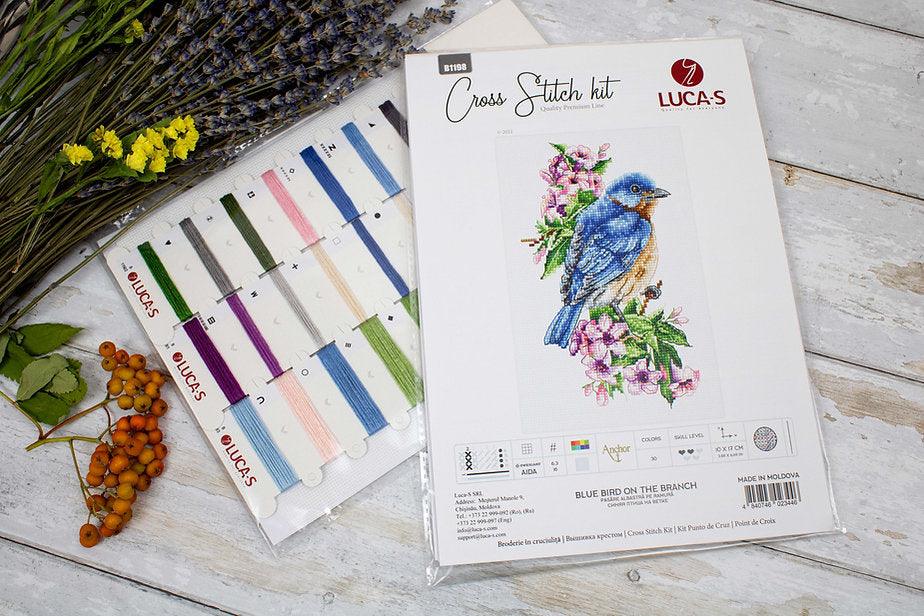Blue bird on the branch  B1198L Counted Cross-Stitch Kit