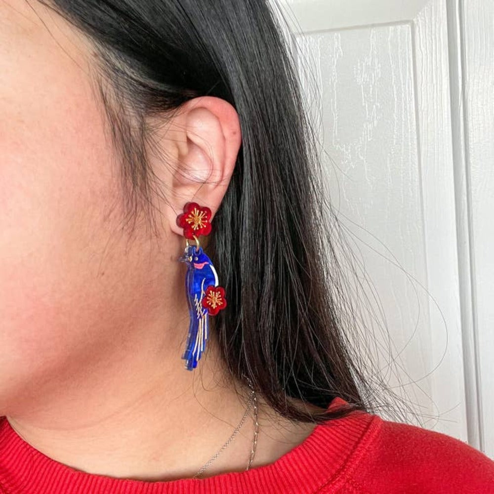 Blue Magpie Earrings 1
