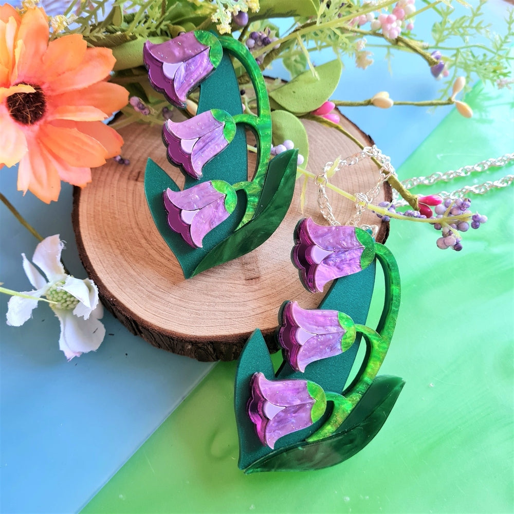 Bluebell Purple Brooch or Necklace - Pre Order by Cherryloco Jewellery