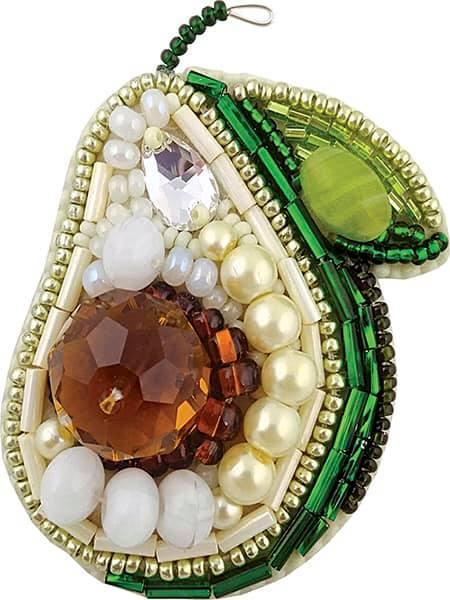 BP-213C Beadwork kit for creating brooch Crystal Art "Avocado"