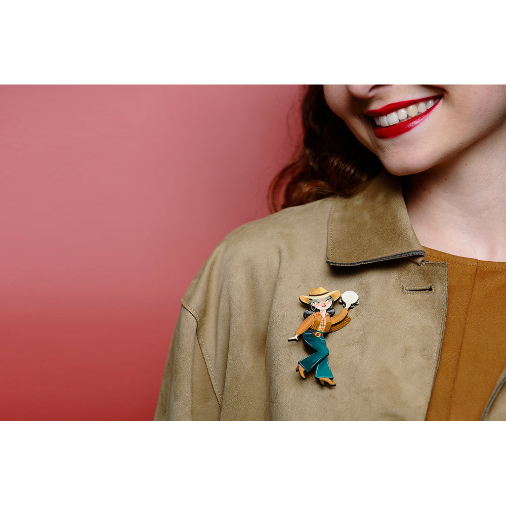 Girl playing the tambourine Brooch by Laliblue 4