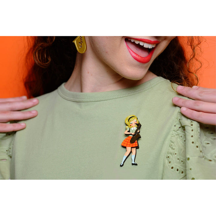 Girl playing the Saxophone Brooch by Laliblue 4