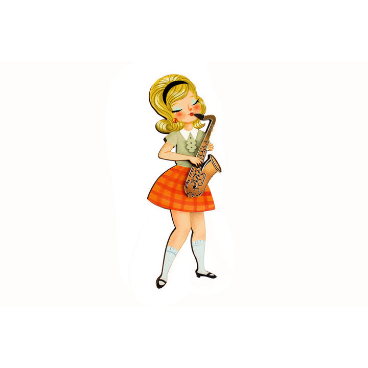 Girl playing the Saxophone Brooch by Laliblue